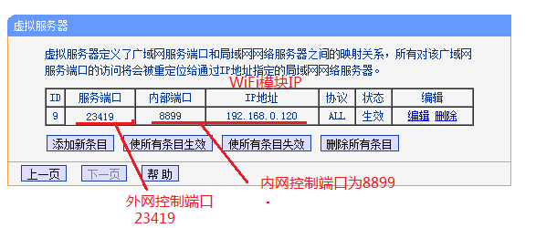 低功耗WIFI模块虚拟服务器