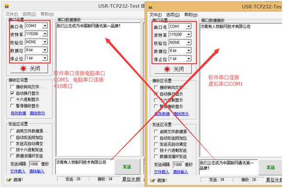 USR-N510基本测试通信和使用方案