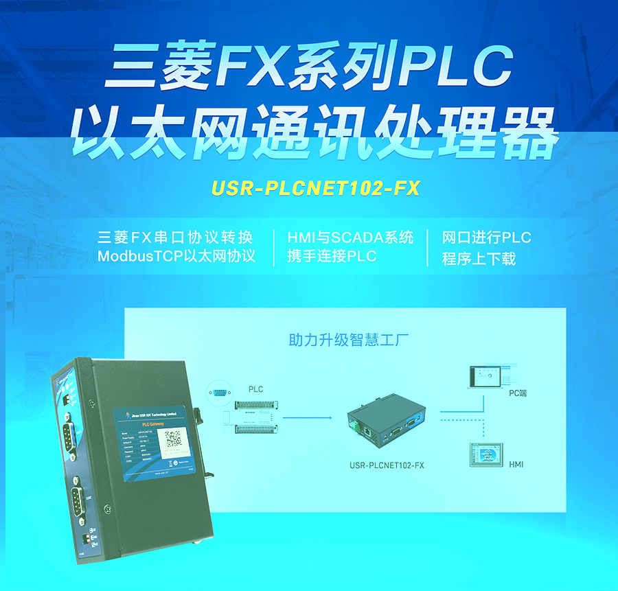 三菱FX系列PLC以太网通讯处理器——USR-PLCNET102-FX